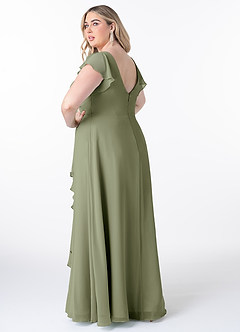 Azazie Omari Robes de demoiselle d'honneur Robe Trapèze en Mousseline de soie Pistache image8