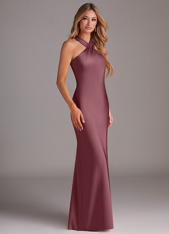 Azazie Doretta Bridesmaid Dresses Desert Rose Mermaid Pleated Stretch Satin Dress image4