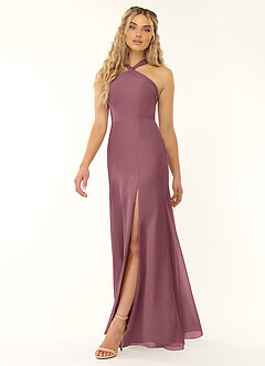 Azazie Rue Abiti da Damigella Abito A-Line in Chiffon con Scollo Halter Ametista image5