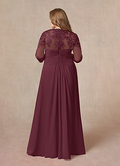 Azazie Devereaux Mother of the Bride Dresses Cabernet A-Line Lace Chiffon Dress image7