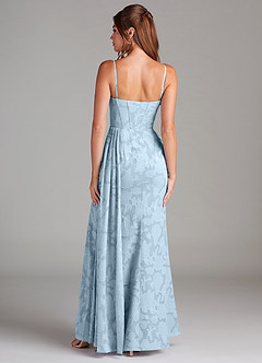 Azazie Denisa Robes de demoiselle d'honneur Robe Fourreau en Blumen-Burnout Plissée Bleu Ciel image2