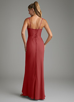 Azazie Asa Bridesmaid Dresses Rust Sheath Corset Chiffon Dress image2