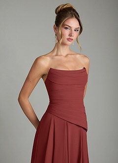 Azazie Gabriela Bridesmaid Dresses Terracotta A-Line Corset Chiffon Dress image10