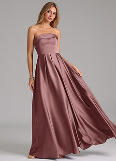 Azazie Lucienne Bridesmaid Dresses Vintage Mauve A-Line Strapless Stretch Satin Convertible Dress image8