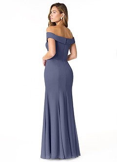 Azazie Lecia Bridesmaid Dresses Stormy Empire Off-The-Shoulder Pleated Chiffon Convertible Dress image4