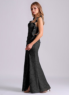 Azazie Jessamine Klänningar att prova hemma Klä av Sjöjungfru i Blommig Utbrändhet Korsett Svart image5