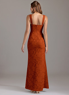 Azazie Denice Bridesmaid Dresses Paprika A-Line Pleated Floral Burnout Dress image5