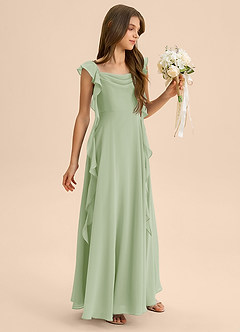 Azazie Carmin Junior Klä av A-Line i Chiffong Rynkad image6