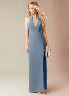 Azazie Yessi Final Sale Twilight Sheath Pleated Chiffon Dress image1