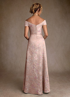 Azazie Lacey vestidos de madre de la novia Vestido de Jacquard Coral de Jacquard Floral de Corte en A con Vestidos sin tirantes image2