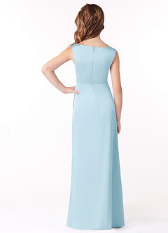 Azazie Sadia Junior Sky Blue A-Line Pleated Stretch Satin Dress image3