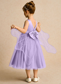 Azazie Pear Flower Girl Dresses Lilac Ball-Gown Bow Tulle Dress image5