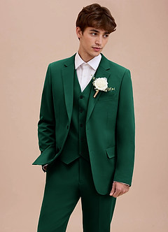 front Ethan Smaragd Verfijnd geweven 3-delig pak