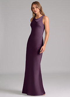 Azazie Allettie Bridesmaid Dresses Plum Mermaid Stretch Satin Dress image4