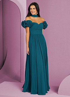 Barbie ♥ Azazie Bridesmaid Dresses Ink Blue A-Line Off the Shoulder Chiffon Convertible Dress image3