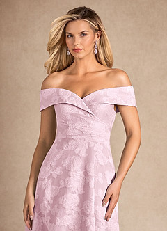 Azazie New London vestidos de madre de la novia Vestido de Jacquard Morado de Devorado Floral de Corte En A con Plisado image6