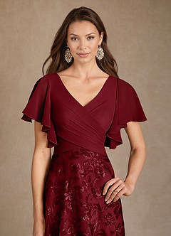 Azazie Fallon Mère de la mariée Robes Robe Trapèze en Dentelle Plissée Bourgogne image6