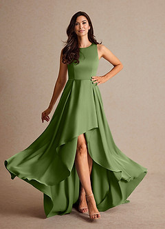 Azazie Niles Mother of the Bride Dresses Juniper A-Line Trains Stretch Satin Dress image2