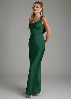 Azazie Elena Bridesmaid Dresses Dark Green Mermaid Pleated Stretch Satin Dress image5