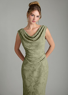 Azazie Kieryn Bridesmaid Dresses Pistachio Mermaid Pleated Floral Burnout Dress image6