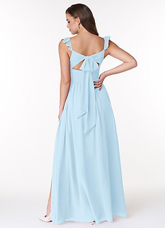 Azazie Metz Bridesmaid Dresses Sky Blue A-Line Sweetheart Ruched Chiffon Dress image2