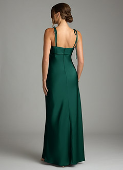 Azazie Ellia Bridesmaid Dresses Emerald Sheath Bow Stretch Satin Dress image5