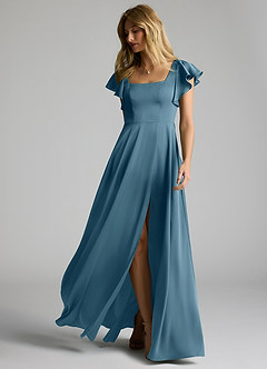 Azazie Bondi Vestidos de madrinha de casamento Vestir Bermudas de Cetim elástico de Linha A com Arco image6