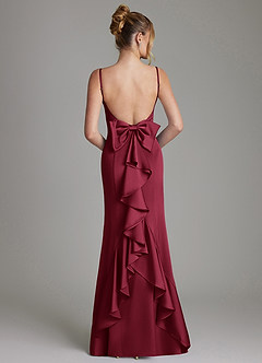Azazie Zherra Bridesmaid Dresses Burgundy Mermaid Bow Stretch Satin Dress image5