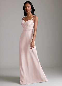 Azazie Kali Brudtärnklänningar Klä av A-Linje i Chiffong Plisserad Rodnande Rosa image6