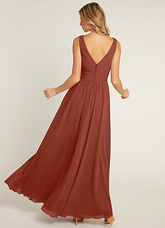 Azazie Pierrette Bridesmaid Dresses Auburn A-Line Pleated Chiffon Dress image2