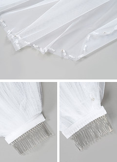 front Molly Beads Waist Length Veil