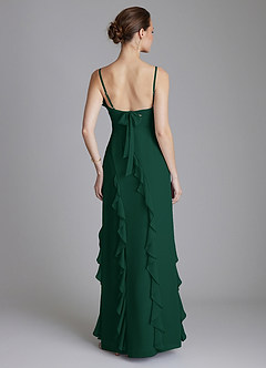 Azazie Malia Bridesmaid Dresses Emerald Sheath Ruched Chiffon Dress image2