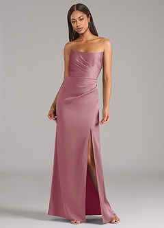 Azazie Marla Bridesmaid Dresses Vintage Mauve Sheath Strapless Stretch Satin Convertible Dress image4
