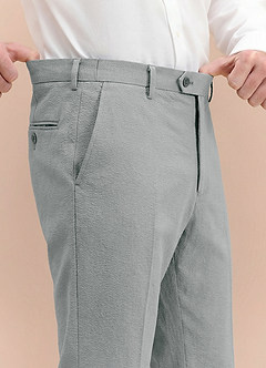 front Miles Light Grey Seersucker Dress Pants