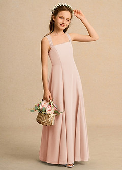 Azazie Tater Junior Formal Flower Girl Dresses English Rose A-Line Pleated Chiffon Dress image3