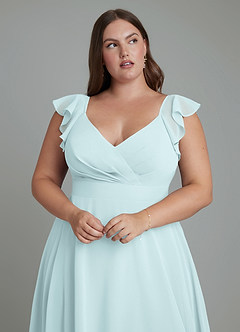 Azazie Leilani Bridesmaid Dresses Mist A-Line Pleated Chiffon Dress image11