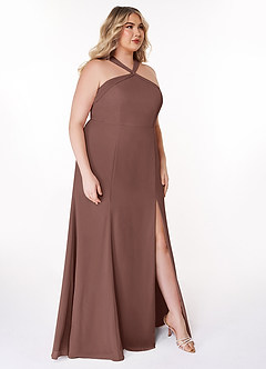 Azazie Rue Bridesmaid Dresses Espresso A-Line Halter Chiffon Dress image10