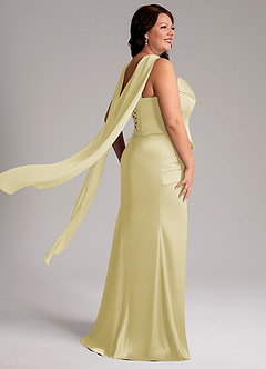 Azazie Sorrel Jurken voor bruidsmeisjes Converteerbaar Jurk van Stretch Satijn met Zeemeermin Strapless Citroensorbet image8