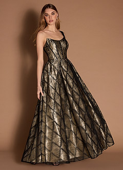 Vallia Black Gold Bow Gown image2
