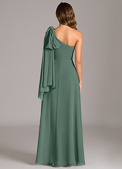 Azazie Tella Bridesmaid Dresses Sea Moss A-Line One Shoulder Chiffon Dress image7