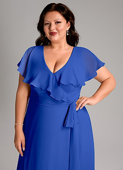Azazie Lainey Bridesmaid Dresses Royal Blue A-Line with Pockets Chiffon Dress image13