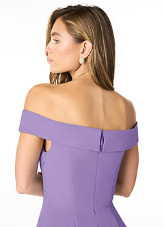 Azazie Lecia Bridesmaid Dresses Tahiti Empire Off-The-Shoulder Pleated Chiffon Convertible Dress image7