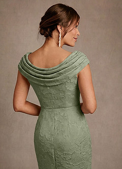 Azazie Irvine Mother of the Bride Dresses Pistachio A-Line Pleated Floral Burnout Dress image5