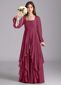 Azazie Clara Junior Klänning av A-Line i Chiffong Blouson image3