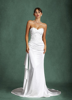 Azazie Angel Vestidos de novia Vestido Diamante Blanco de Charmeuse de Corte Sirena con Palabra de honor image1