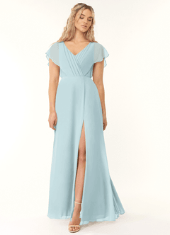 Azazie Rylee Bridesmaid Dresses Mist A-Line Pleated Chiffon Dress image1