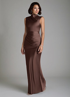 Azazie Lumia Bridesmaid Dresses Ganache Sheath Corset Stretch Satin Dress image5