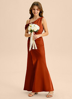 Azazie Madelyn Junior Etui Schulterfrei Stretch-Satin Kleid Paprika image5