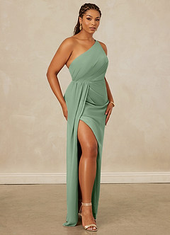 Christian Siriano Bridal for Azazie 1003 Bridesmaid Dresses Matcha Sheath One Shoulder Chiffon Dress image12