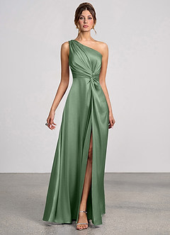 Eulalie Matcha Luminous Satin Maxi Dress